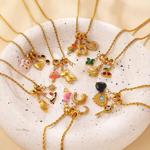 Simple Daily Irregular Shape Fruit Key Clover Stainless Steel Waterproof Gold Color Women's Pendant Necklaces h5 Picture2