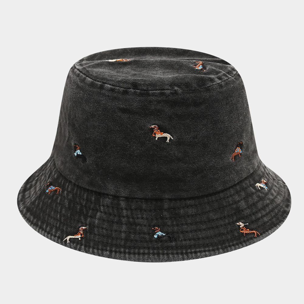 Simple Series Casual Animal Dachshund Solid Color Cartoon Cotton Bucket Hats