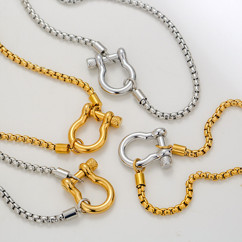Simple Series Casual Irregular Shape Chain Stainless Steel Waterproof   Gold Color  Women's Chain Necklaces h5 Picture2