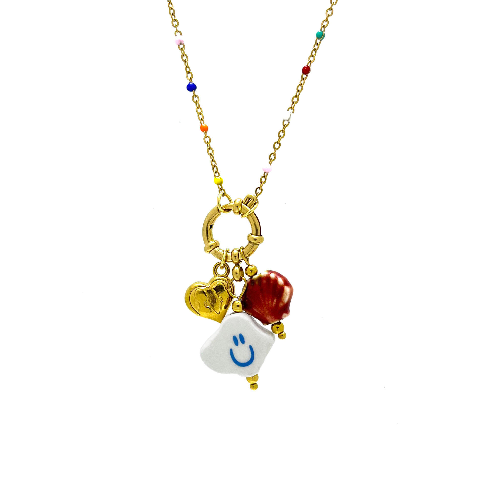 Colliers pendentifs pour femmes, collection romantique, style océanique, en acier inoxydable étanche, couleur or, motif cœur, idéal pour les vacances. 