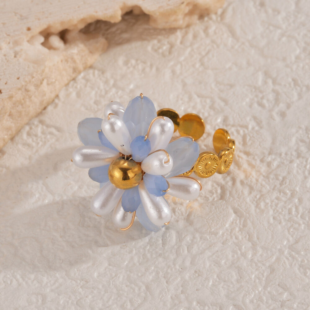 Romantische Serie: Statement-Ringe mit süßen Blumen und Kristallen h5Bild4