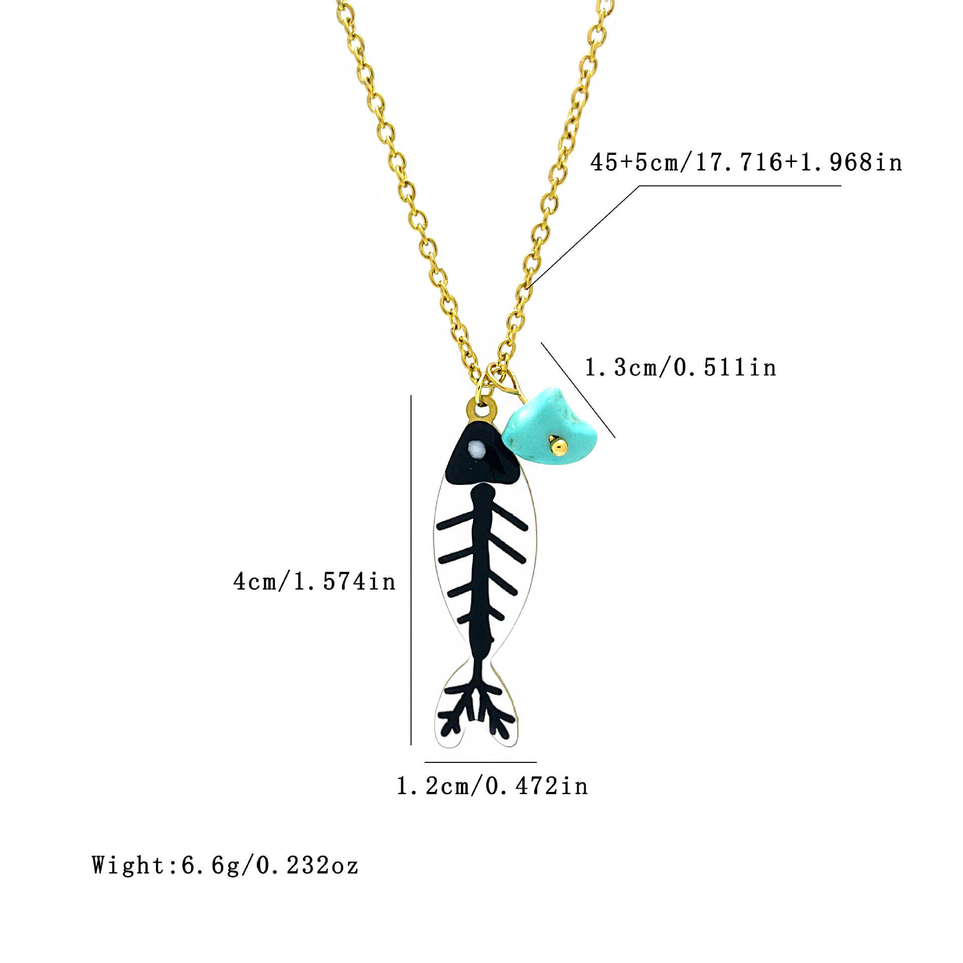 Colliers pendentifs pour femmes en acier inoxydable, couleur or, motif poisson émaillé, motif vacances h5 Image4