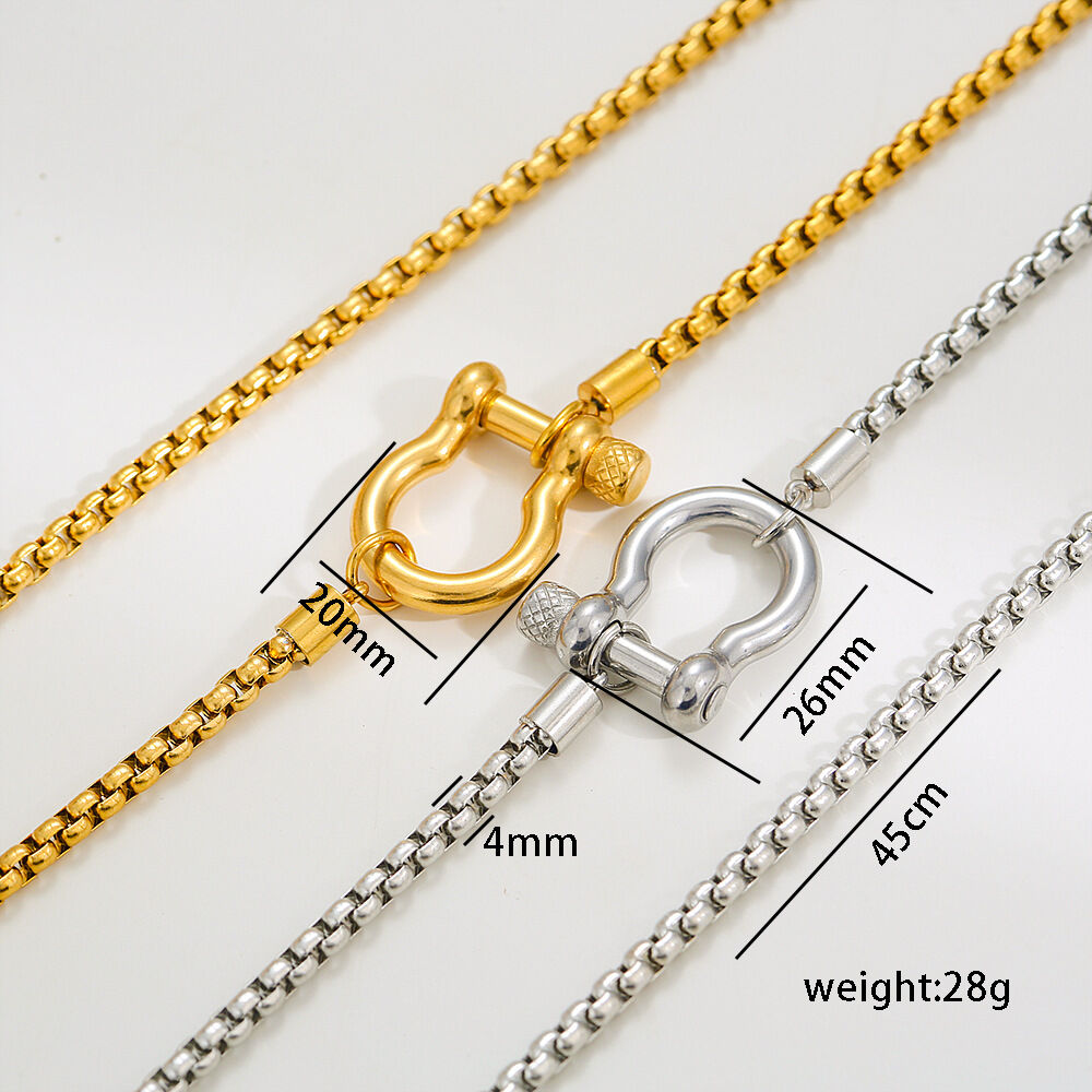 Simple Series Casual Irregular Shape Chain Stainless Steel Waterproof   Gold Color  Women's Chain Necklaces h5 Picture5