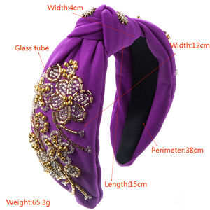 Ethnic Series Bohemian Flower Solid Color Beads Fabric Hair Bands h5 Picture4