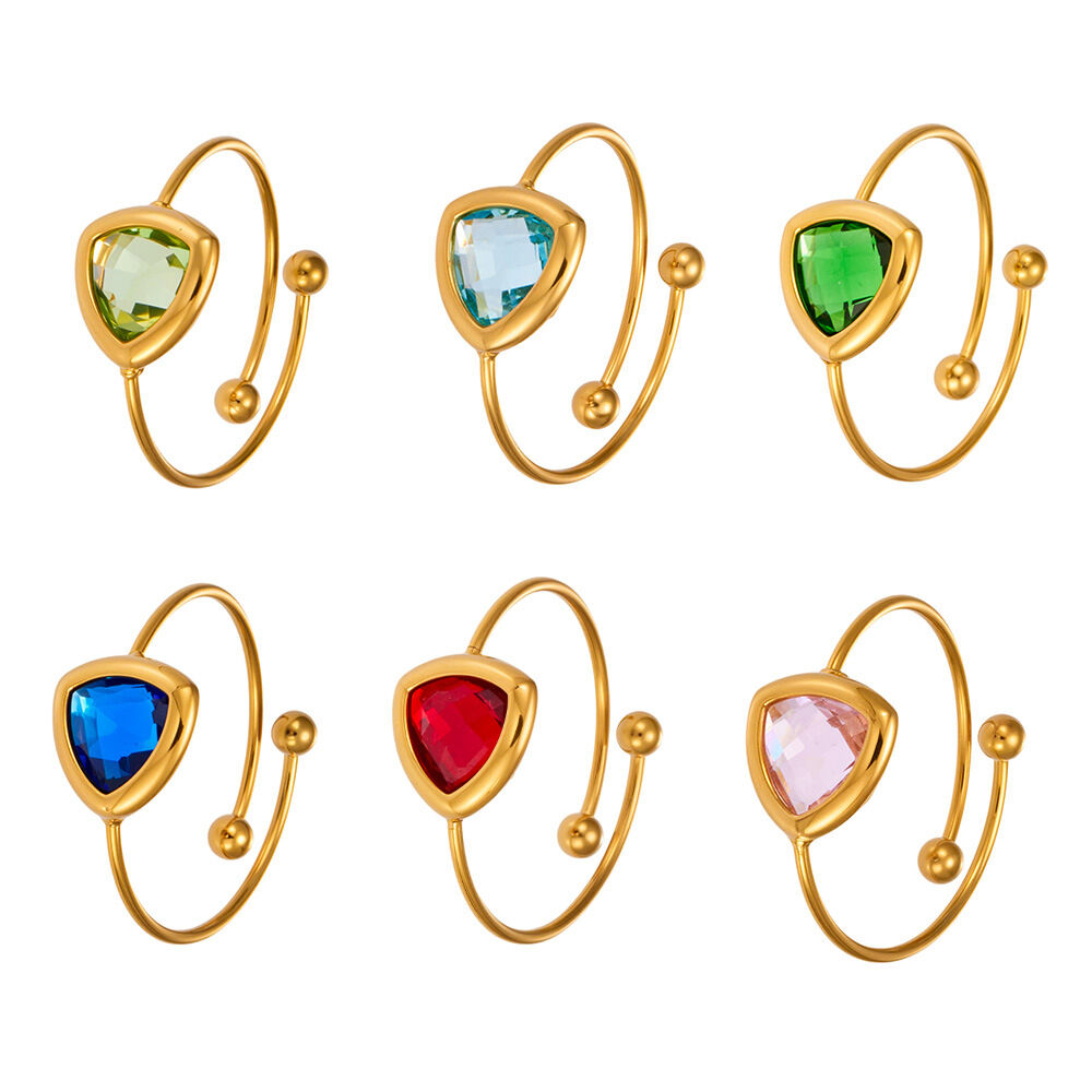 Anillos de mujer con piedras preciosas, de acero inoxidable, color dorado, resistentes al agua y con forma irregular, de la serie Romantic. Imagen5