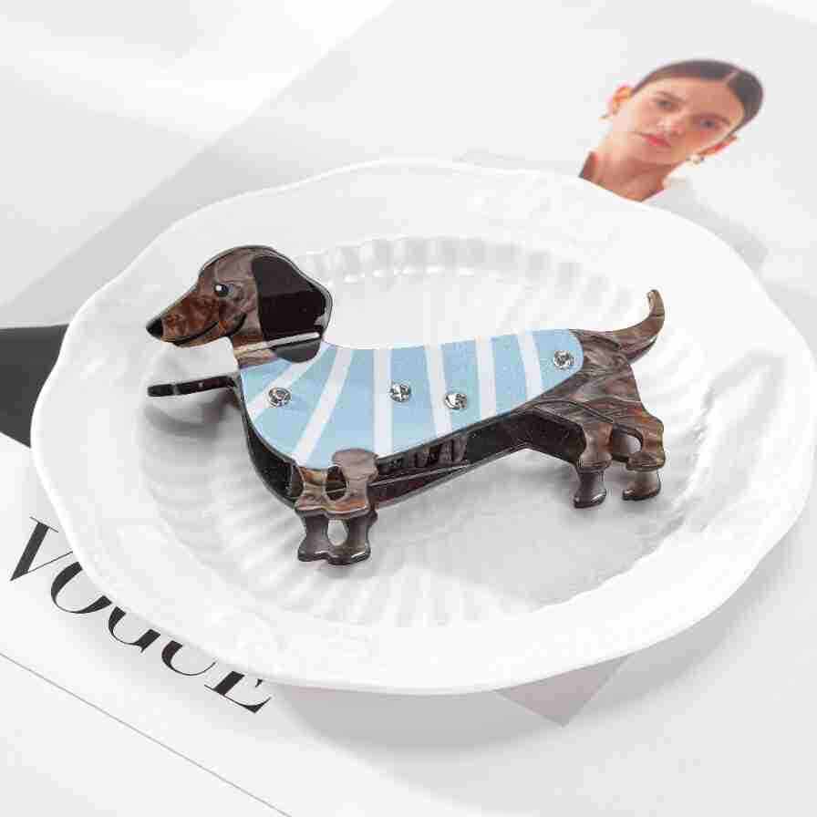 Simple Series Cute Animal Dachshund Cartoon Stripe Acetate Hair Claws h5 