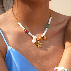 Bracelets tressés pour femmes Ocean Series Daily Shell Starfish en acier inoxydable, étanches, couleur or h5 Image3