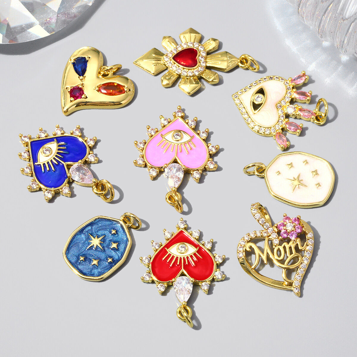 Colgantes de lujo para mujer con forma irregular de corazón, color cobre y oro, de la serie DIY. h5 Imagen2