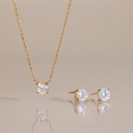Stainless Steel Waterproof Gold Color Zircon Women's Necklaces Sets