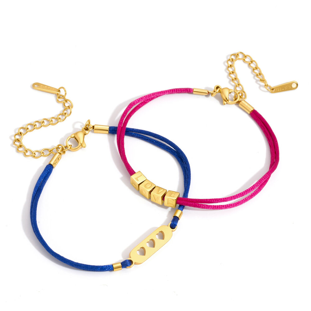 Simple Series Sweet Letter Stainless Steel Waterproof Gold Color Women's Braided Bracelets Picture5