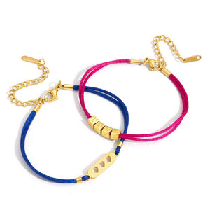 Simple Series Sweet Letter Stainless Steel Waterproof Gold Color Women's Braided Bracelets h5 Picture5