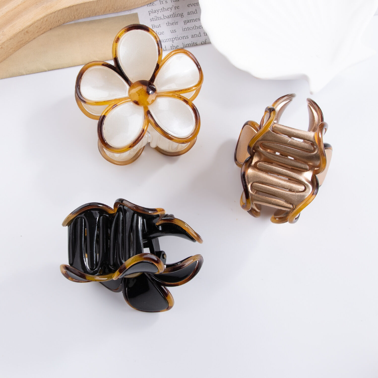 Simple Series Sweet Flower Mixed Color Gradient Color Acrylic Hair Claws Picture3