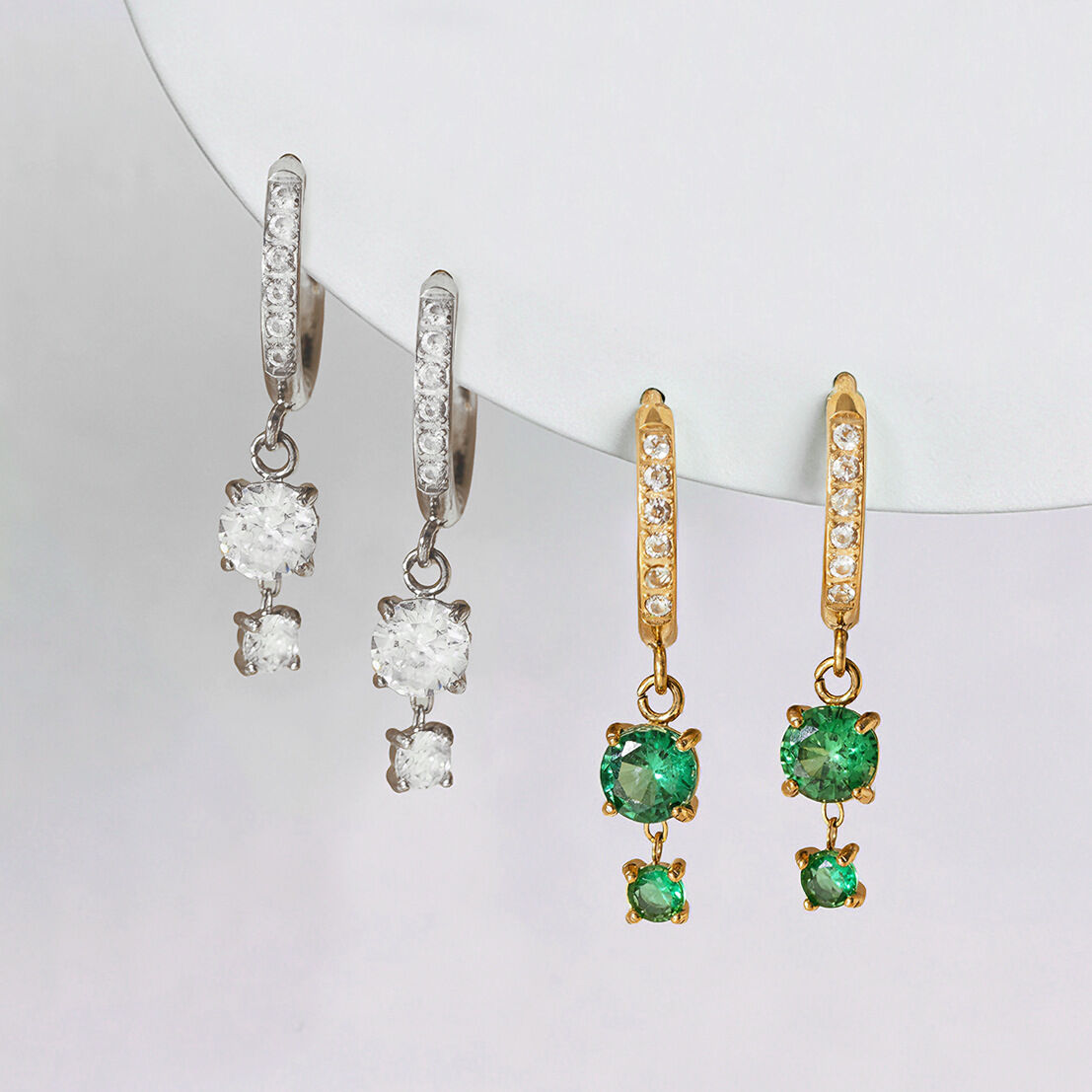 Luxurious  Retro Circle Geometric Shape Stainless Steel Waterproof  Gold Color  Zircon Women's Drop Earrings