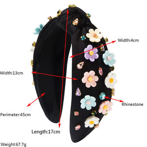 Luxurious Series Sweet Flower Solid Color Fabric Rhinestone Hair Bands h5 Picture3