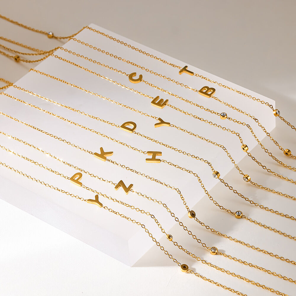 Simple Series Daily Tassel Letter Stainless Steel Waterproof   Gold Color  Zircon Women's Chain Necklaces