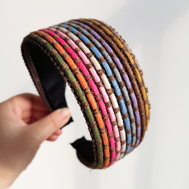 Ethnic Series Casual Twist Stripe Mixed Color Woven Braided Rope Hair Bands