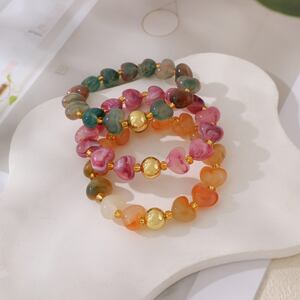 Pulseras De Cuentas De Resina Con Forma De Corazón Para Mujer h5 Imagen3