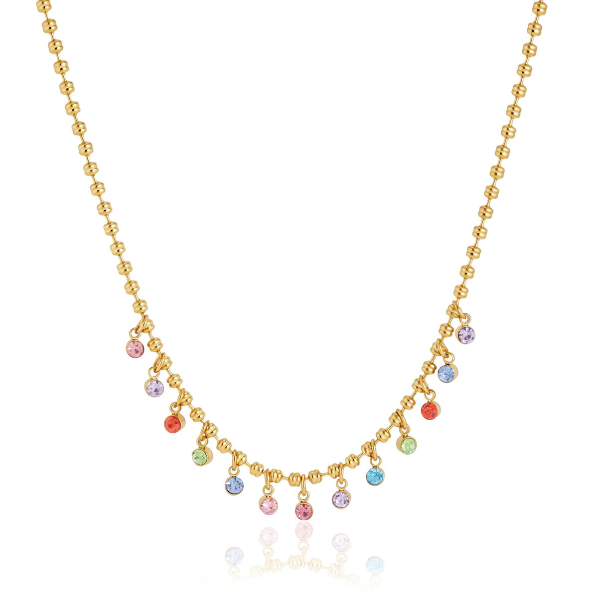 Collana con pendente da donna in acciaio inossidabile impermeabile color oro con zirconi h5 Immagine4
