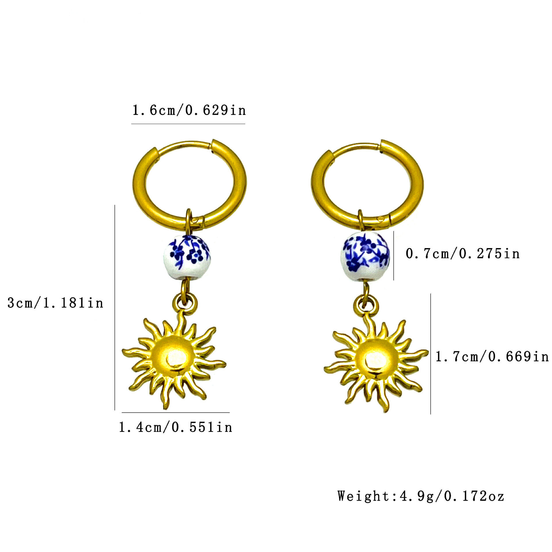 Ethnic Series Vacation Oceanic Style Stainless Steel Waterproof Gold Color Women's Dangle Earrings Picture3