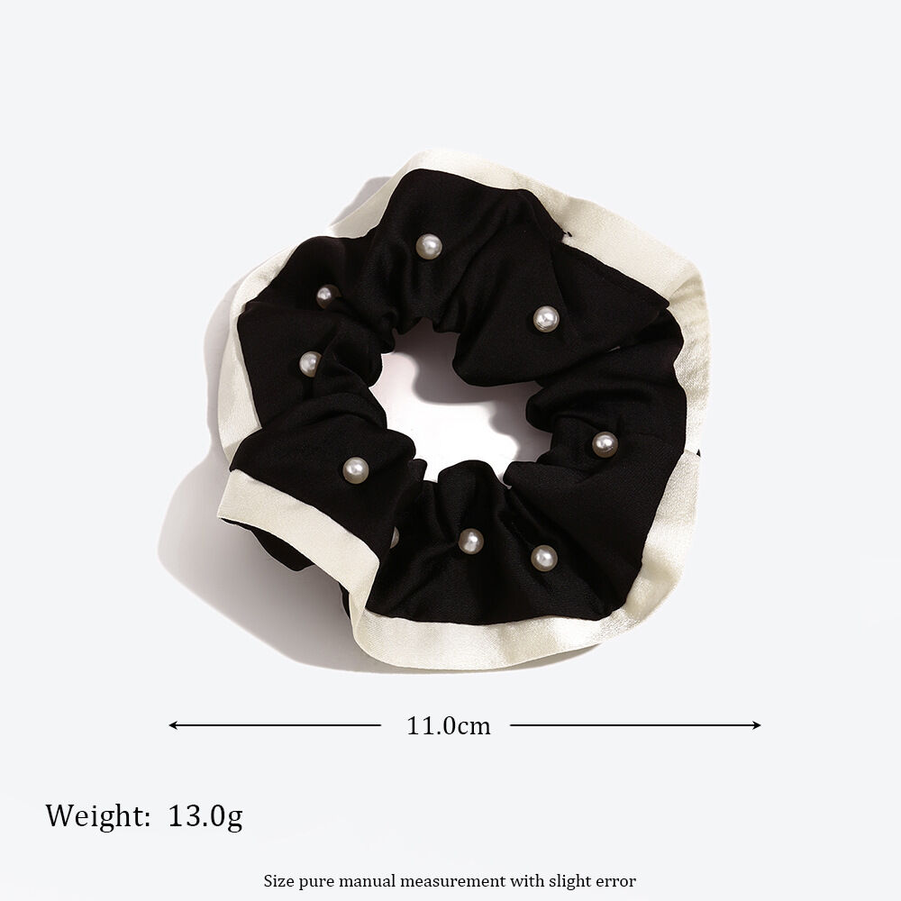 Simple Series Elegant Mixed Color Fabric Artificial Pearl Scrunchies h5 Picture4