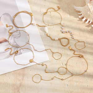 Luxurious Series Simple Droplet Chain Stainless Steel Waterproof Gold Color Zircon Women's Hand Chain h5 Picture2