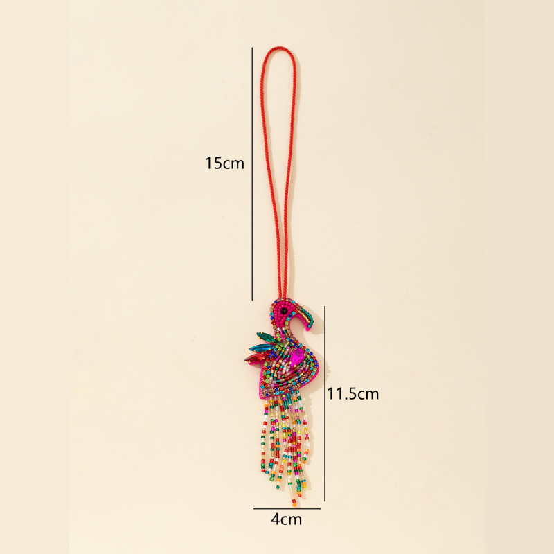 Collection luxueuse de perles à pompons en forme d'animaux naturels et de breloques pour sacs en corde tressée h5 