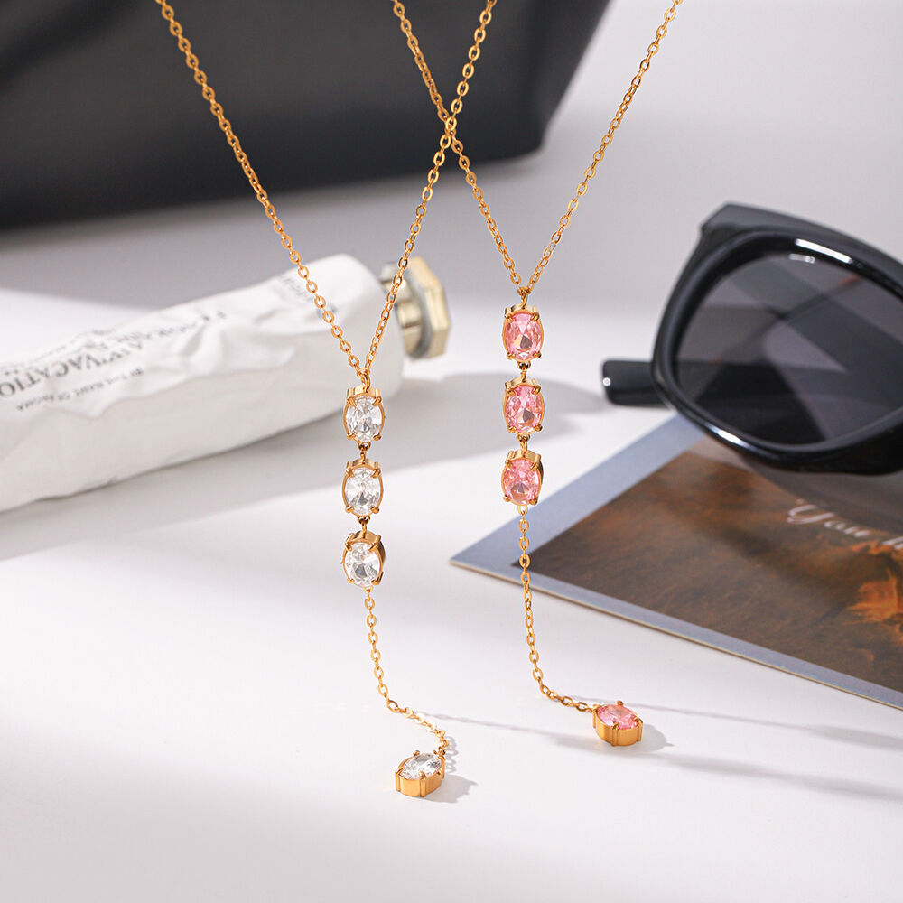 Simple Series Daily Chain Circle Stainless Steel Waterproof Gold Color Zircon Women's Pendant Necklaces Picture5