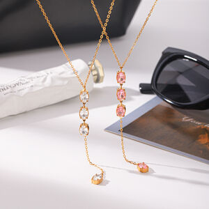 Simple Series Daily Chain Circle Stainless Steel Waterproof Gold Color Zircon Women's Pendant Necklaces h5 Picture5
