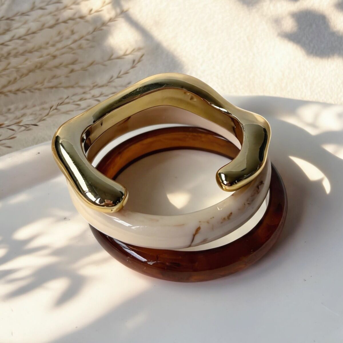 Conjuntos de pulseras de resina para mujer con forma irregular y color degradado. h5 Imagen3