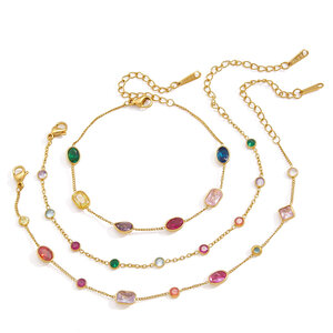 Luxurious Sweet Irregular Shape Patchwork Ellipse Shape Stainless Steel Waterproof Zircon Women's Chain Bracelets h5 Picture5
