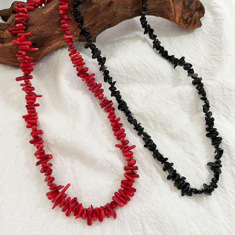 Collares de cuentas vintage con piedras naturales para mujer 2