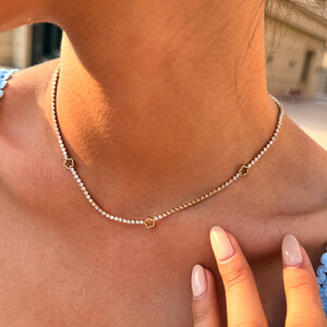 Simple Series Daily Flower Stainless Steel Waterproof Gold Color Zircon Women's Chain Necklaces h5 Picture3