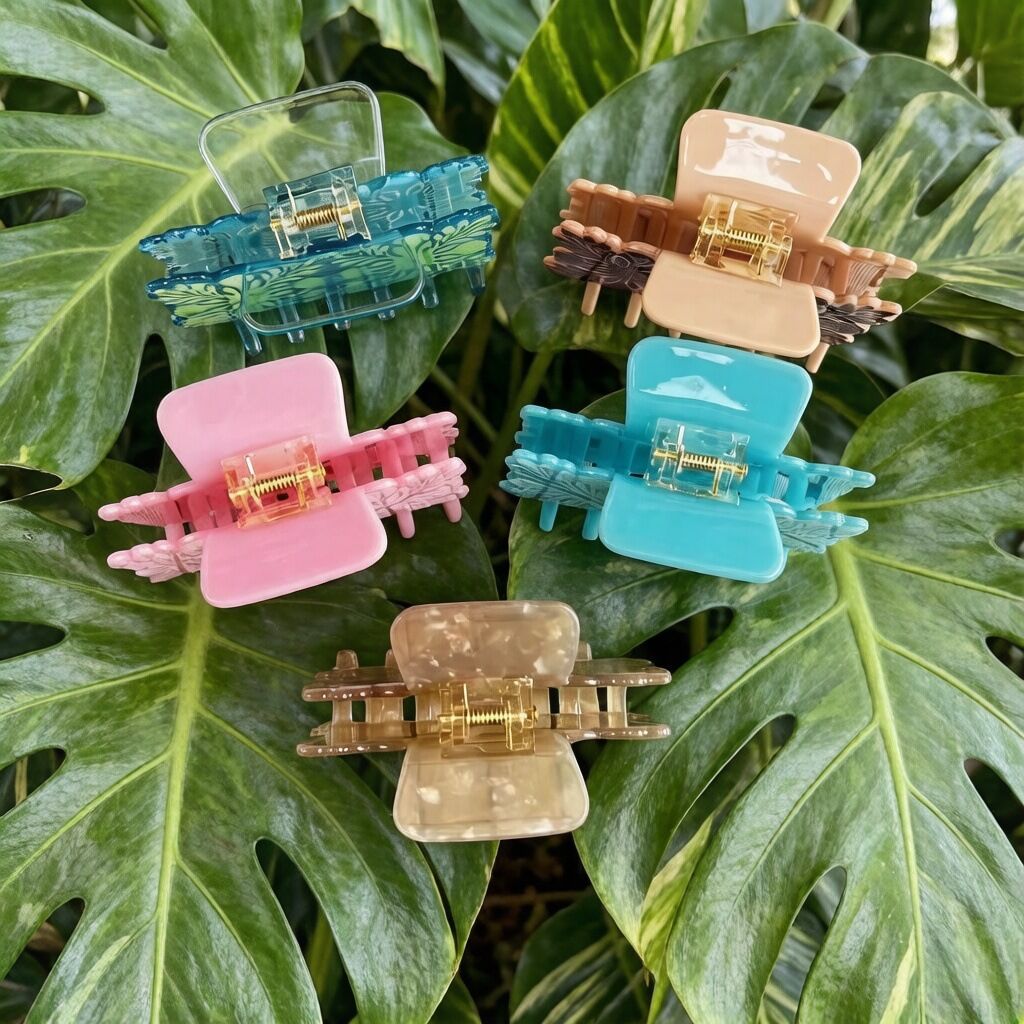 Ethnic Series Bohemian Flower Solid Color Acetate Hair Claws Picture5
