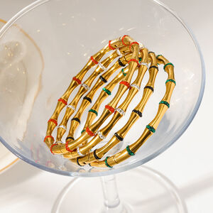 Stainless Steel Waterproof Gold Color Rhinestone Women's Bangles h5 Picture3