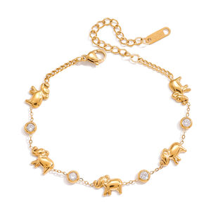 Luxurious Elegant Animal Patchwork Stainless Steel Waterproof Gold Color Zircon Women's Chain Bracelets h5 Picture5