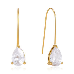 Simple Droplet Stainless Steel Waterproof Gold Color Zircon Women's Stud Earrings h5 Picture5