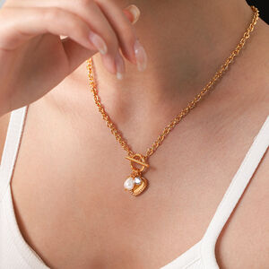 Simple Series Daily Heart Stainless Steel Waterproof Gold Color Zircon Women's Pendant Necklaces h5 Picture4
