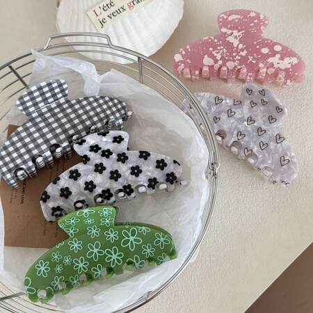 Simple Series Daily Flower Heart Gradient Color Acetate Hair Claws 2