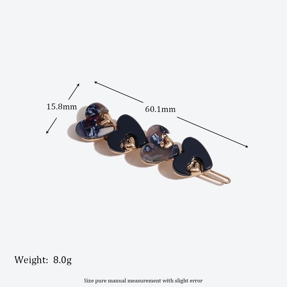 Romantic Series Retro Heart Solid Color Gradient Color Acetate Hair Clips h5 Picture3