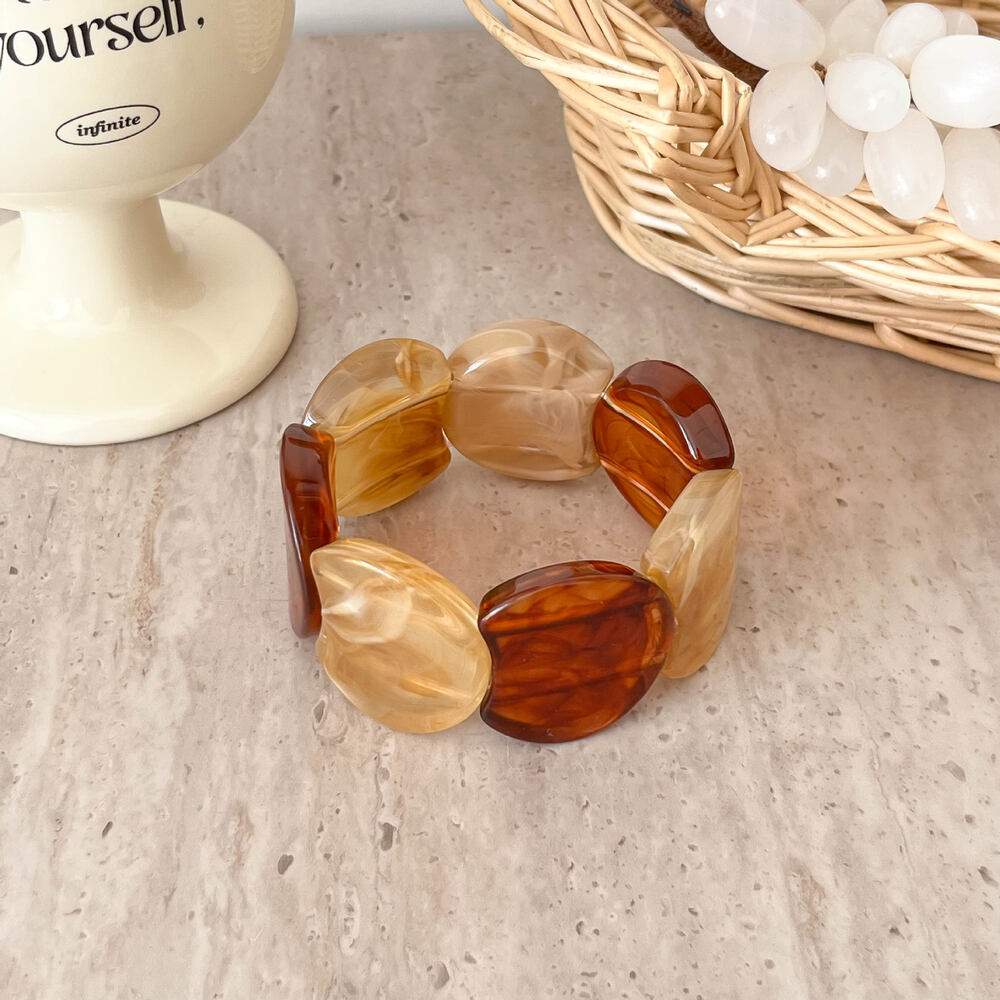 Romantic Series Punk Irregular Shape Gradient Color Resin Women's Bangles