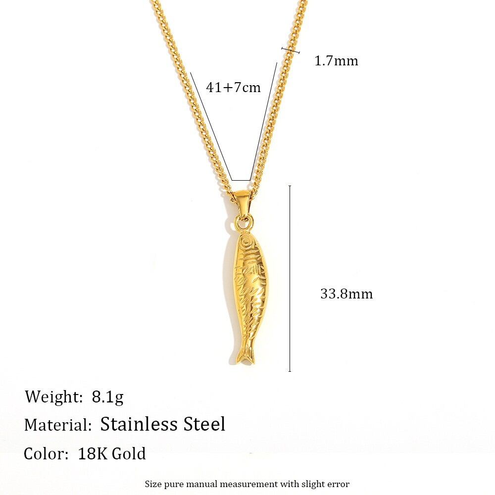 Luxurious Series Vacation Fish Stainless Steel Waterproof   Gold Color  Women's Pendant Necklaces 