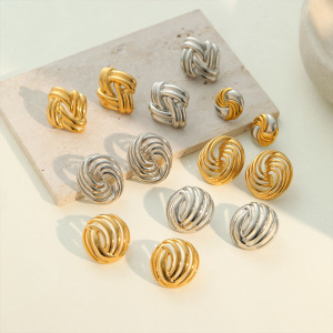 Simple Retro Daily Irregular Shape Stainless Steel Waterproof Stud Earrings h5 Picture2
