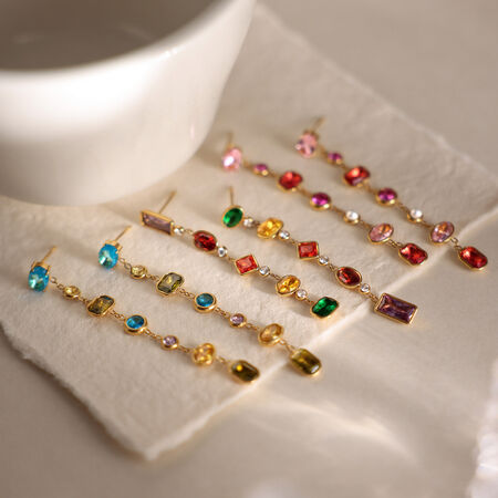 Luxurious Series Elegant Tassel Stainless Steel Waterproof Gold Color Zircon Women's Dangle Earrings 2