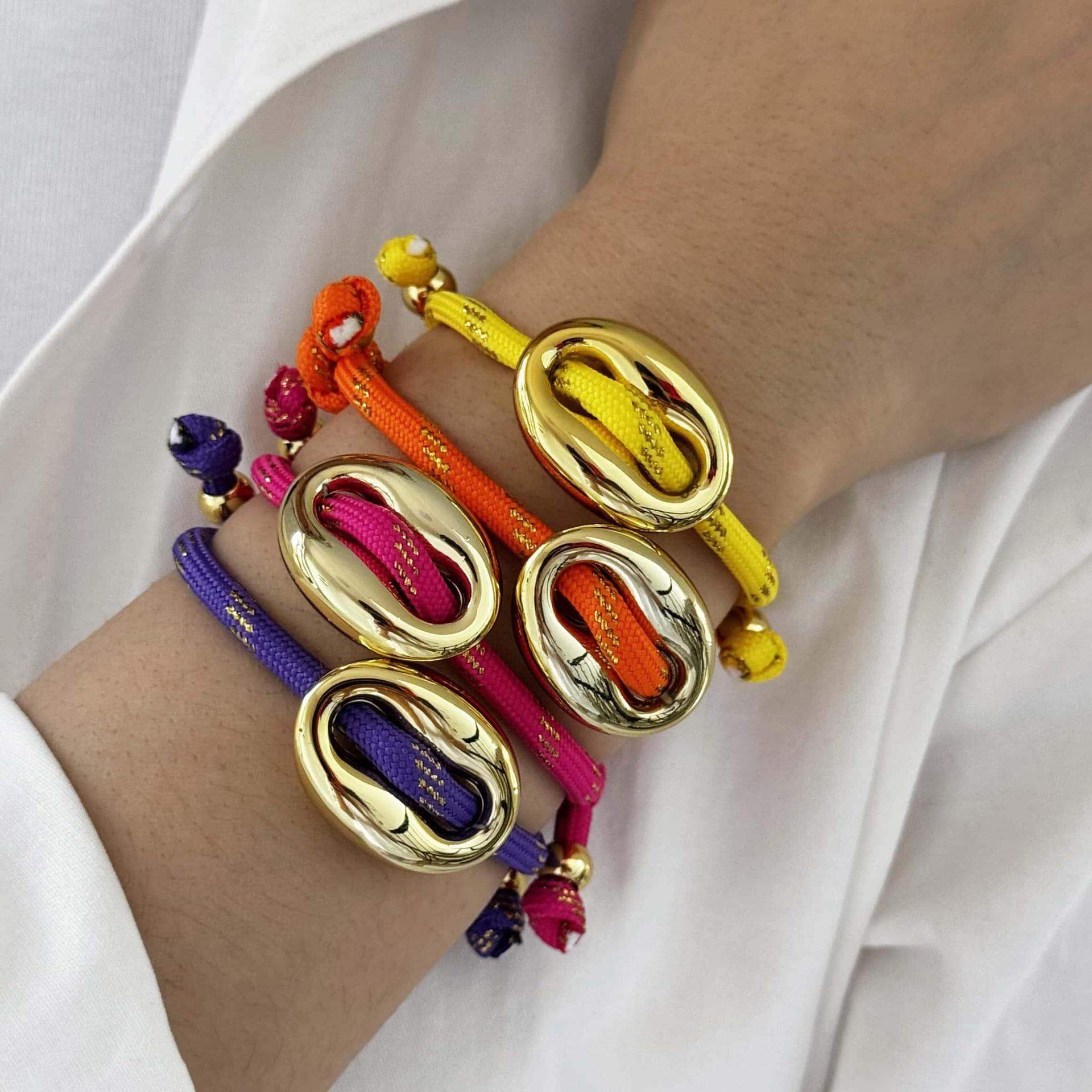 Bracelets à breloques pour femmes, collection romantique, forme simple et irrégulière, corde tressée couleur or h5 Image3