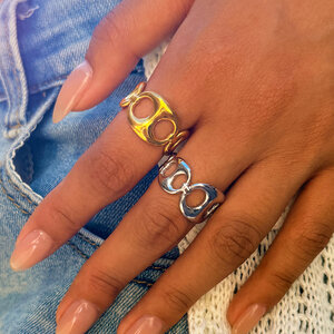 Simple Series Daily Irregular Shape Stainless Steel Waterproof Gold Color Women's Statement Rings h5 Picture3
