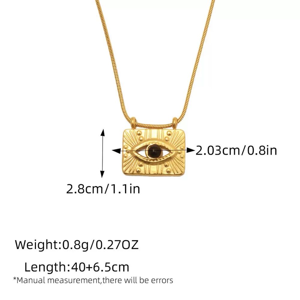 Simple Series Daily Devil's Eye Stainless Steel Waterproof Gold Color Women‘s Pendant Necklace