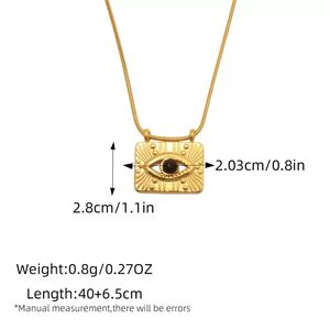 Simple Series Daily Devil's Eye Stainless Steel Waterproof Gold Color Women‘s Pendant Necklace h5