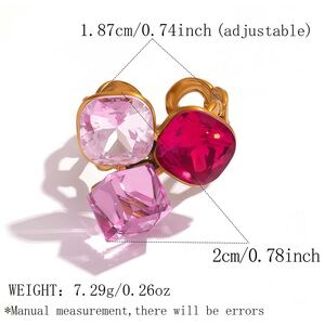 Luxury Irregular Shape Stainless Steel Waterproof Gold Color Crystal Gemstone Ring h5