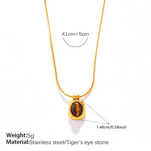 Simple Daily Irregular Shape Stainless Steel Waterproof Gold Color Natural Stone Women's Pendant Necklaces h5