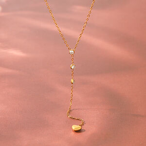 Simple Series Daily Heart Stainless Steel Waterproof Gold Color Zircon Women's Pendant Necklaces h5 Picture4